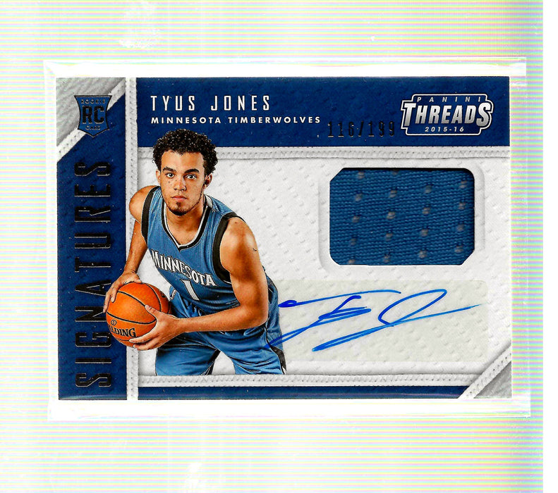 20 2015-16 Panini Threads Tyus Jones Rookie Jersey Auto 199