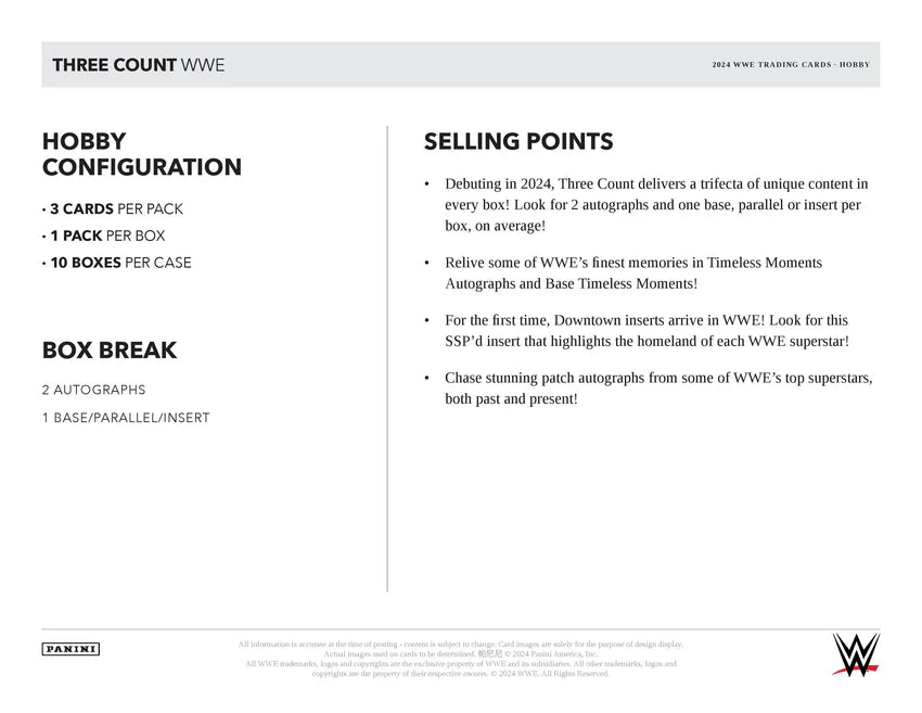 2024 Panini WWE Three Count Hobby Box