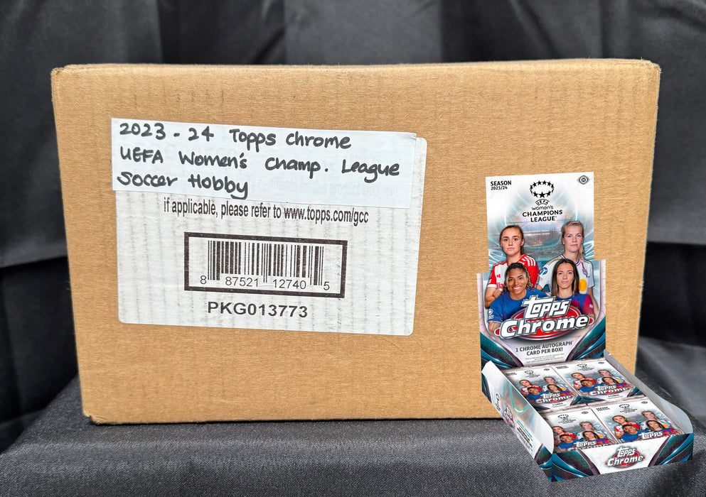 2023-24 Topps Chrome UEFA Women's Champions League Hobby Box Sealed Case (12 Boxes)