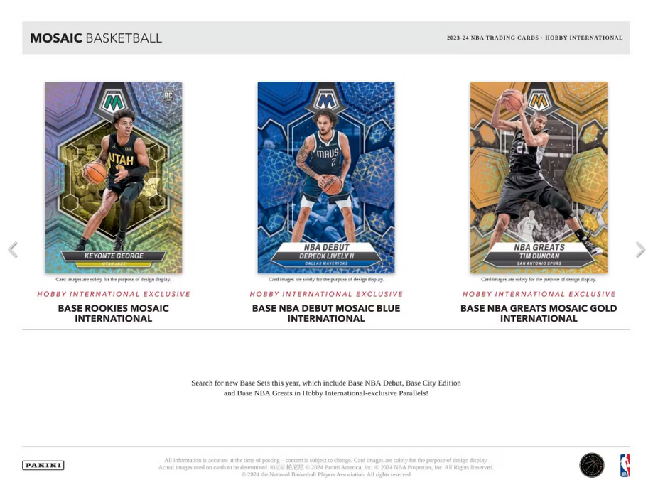 2023-24 Panini Mosaic Basketball Hobby International Box