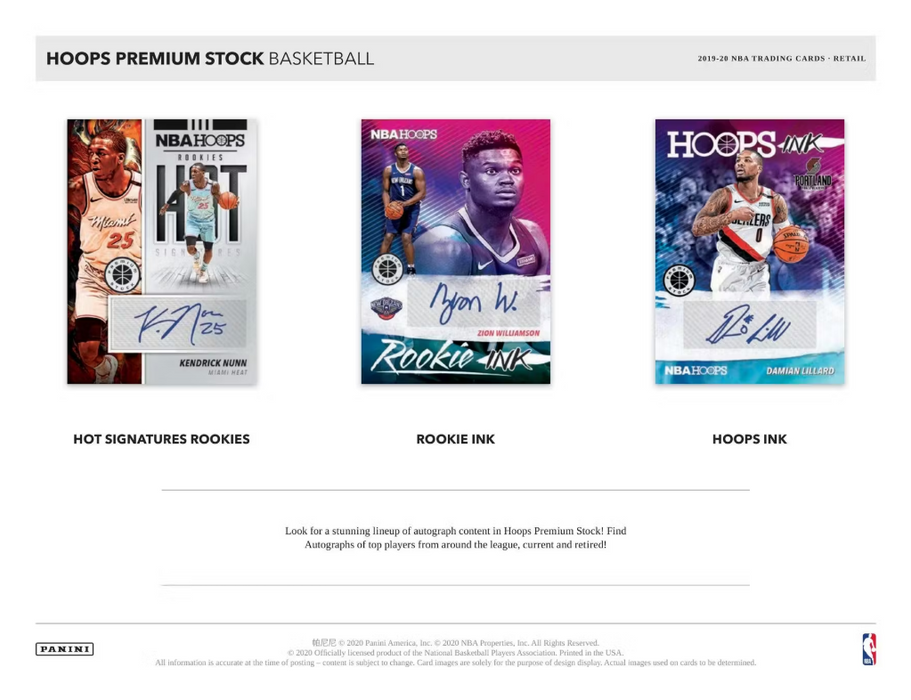 2019-20 Panini Hoops Premium Stock Basketball Hanger Box