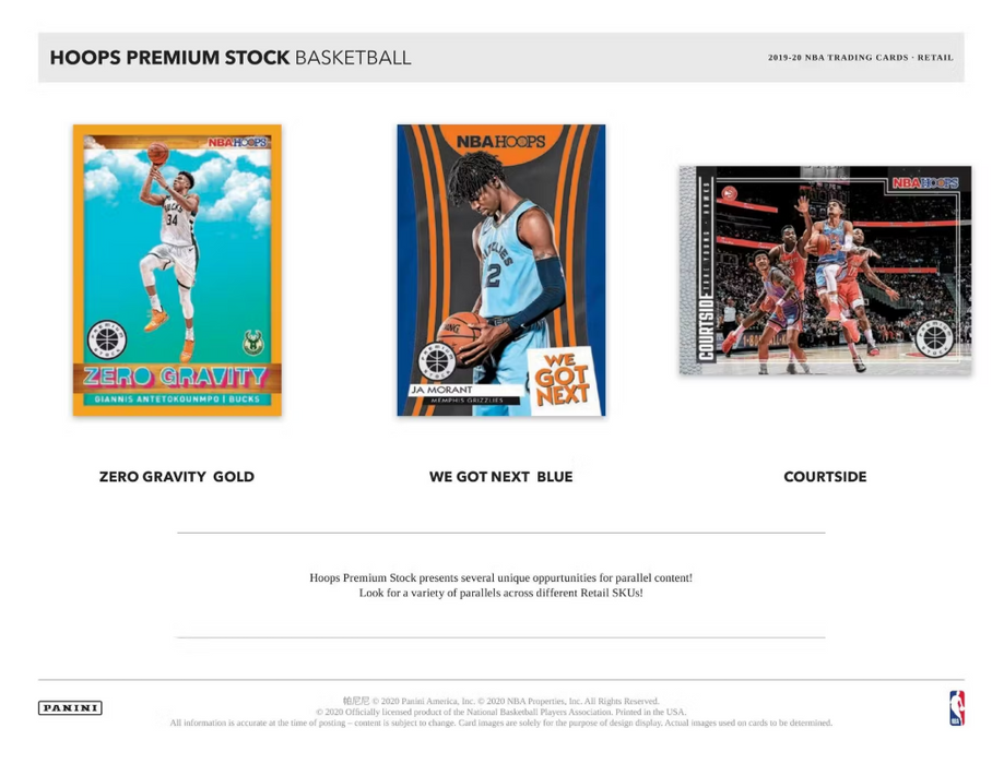 2019-20 Panini Hoops Premium Stock Basketball Hanger Box