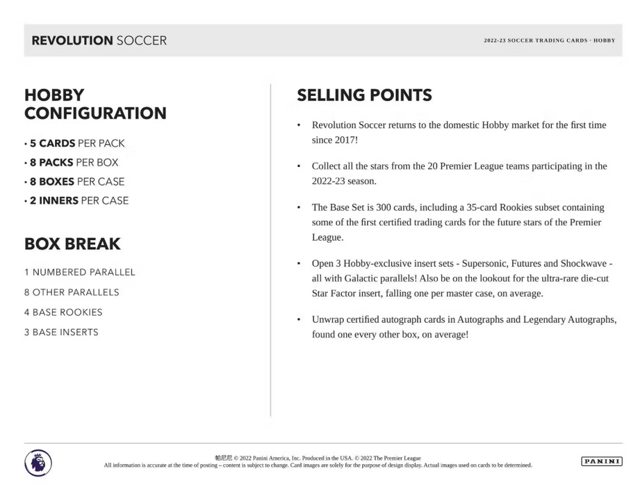 2022-23 Panini Revolution Premier League EPL Soccer Hobby Box