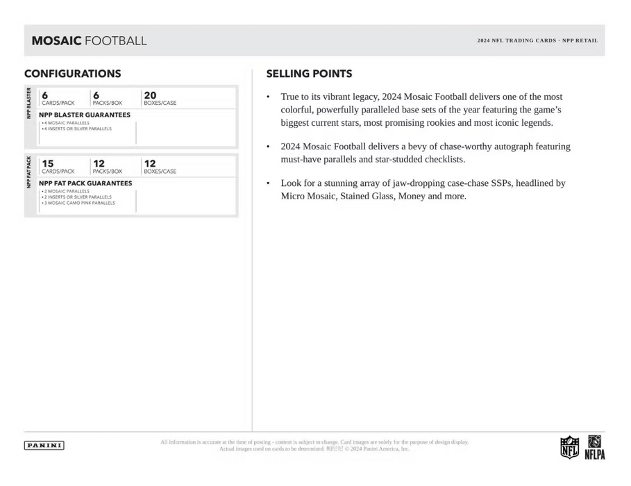2024 Panini Mosaic Football 6-Pack Blaster Box
