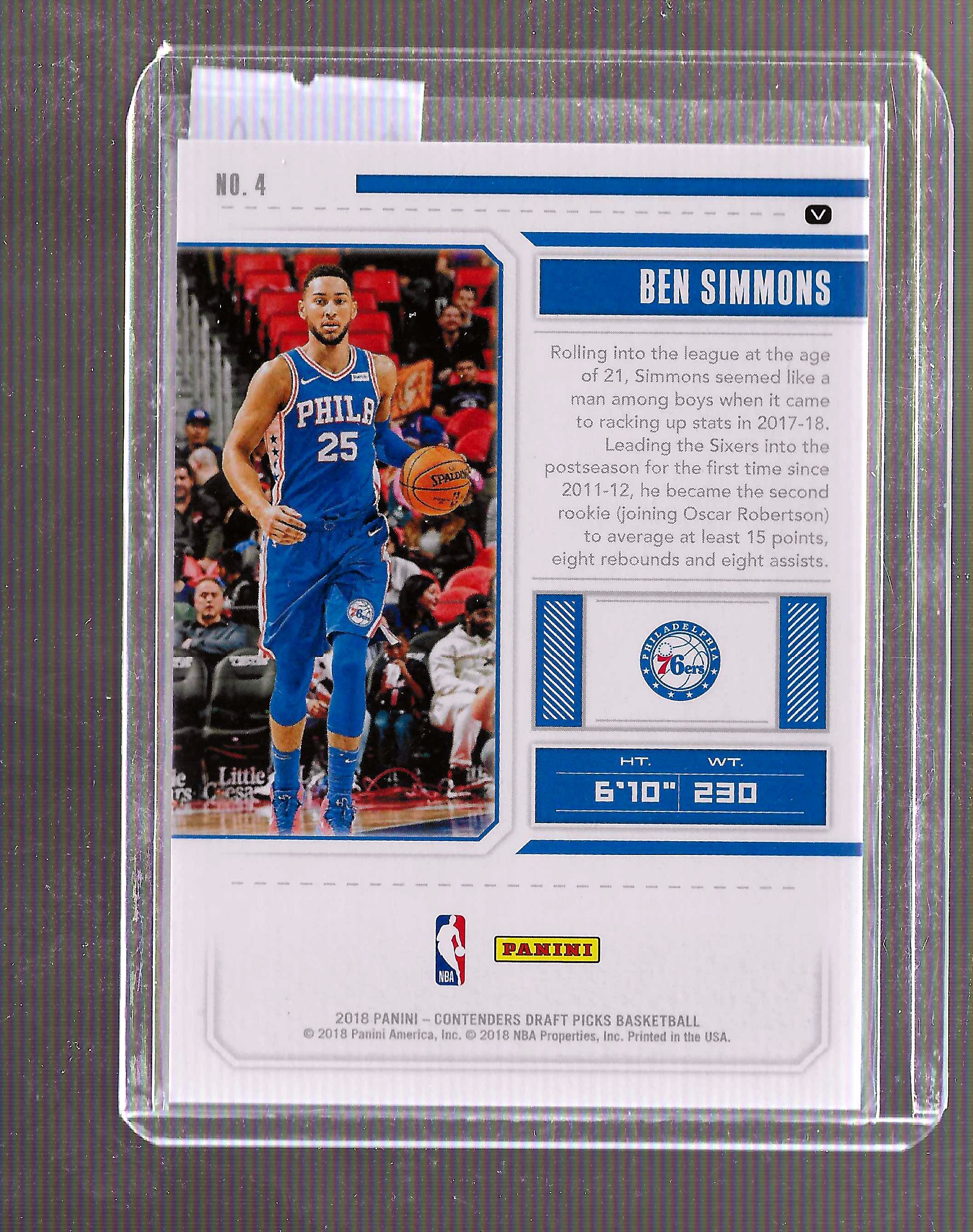 Ben Simmons Panini Contenders Draft Picks Basketball 2018 Season