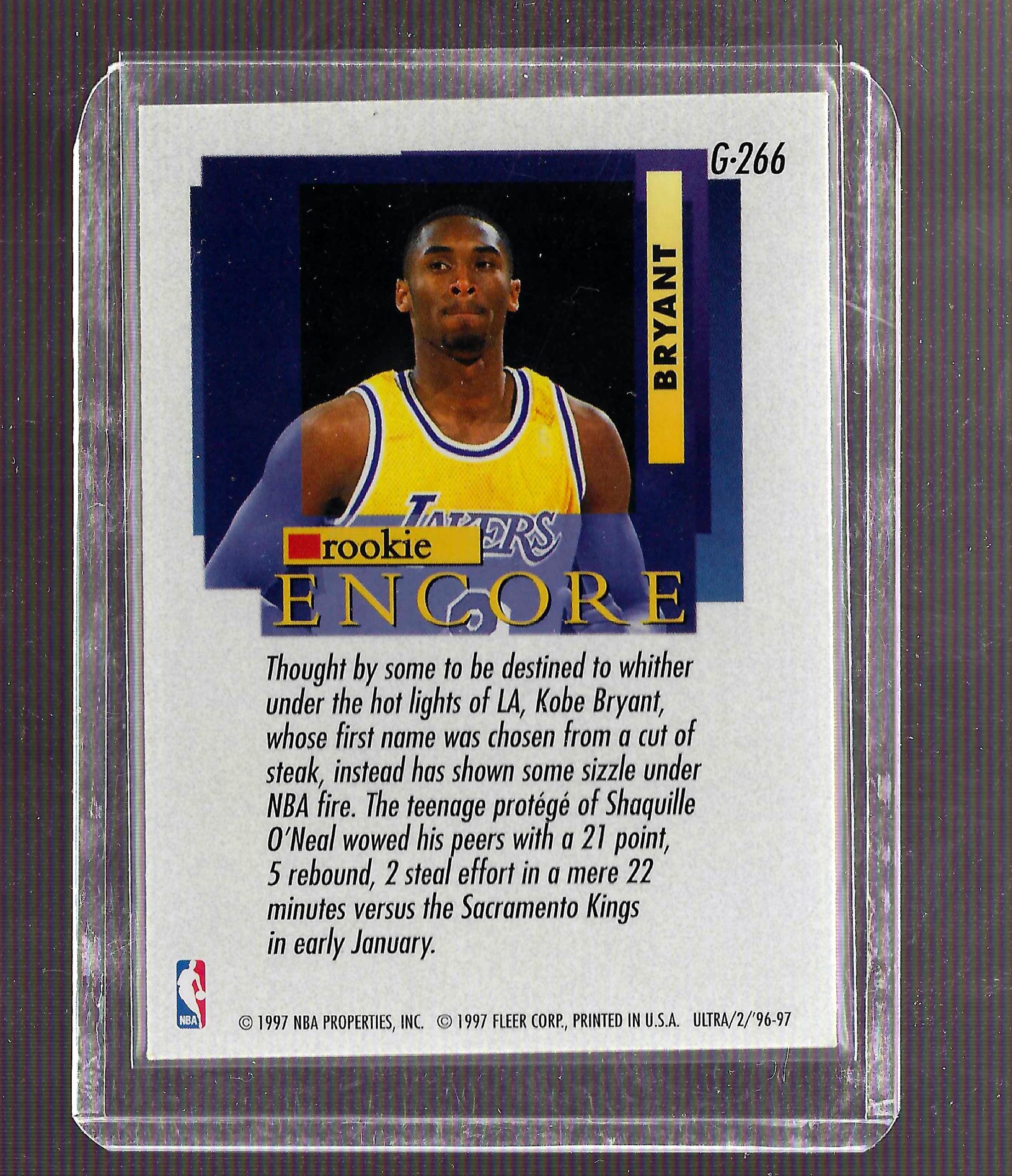 Kobe Bryant 1996-97 Fleer Ultra Rookie Encore Gold Medallion Rc
